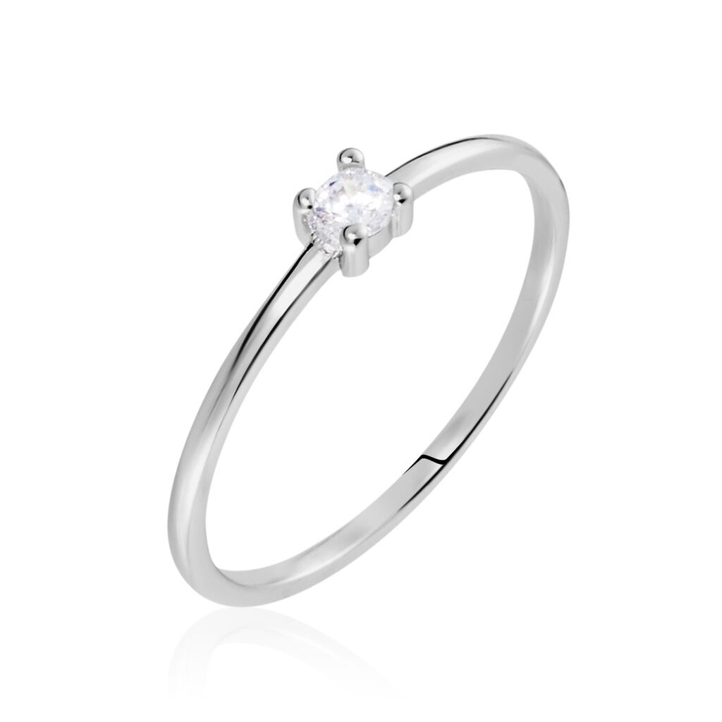 Bague Solitaire Etan Argent Blanc Oxyde De Zirconium