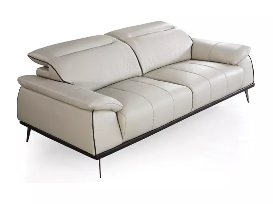 Canapé 3 places Cuir ELLIE Beige - Angle Droit
