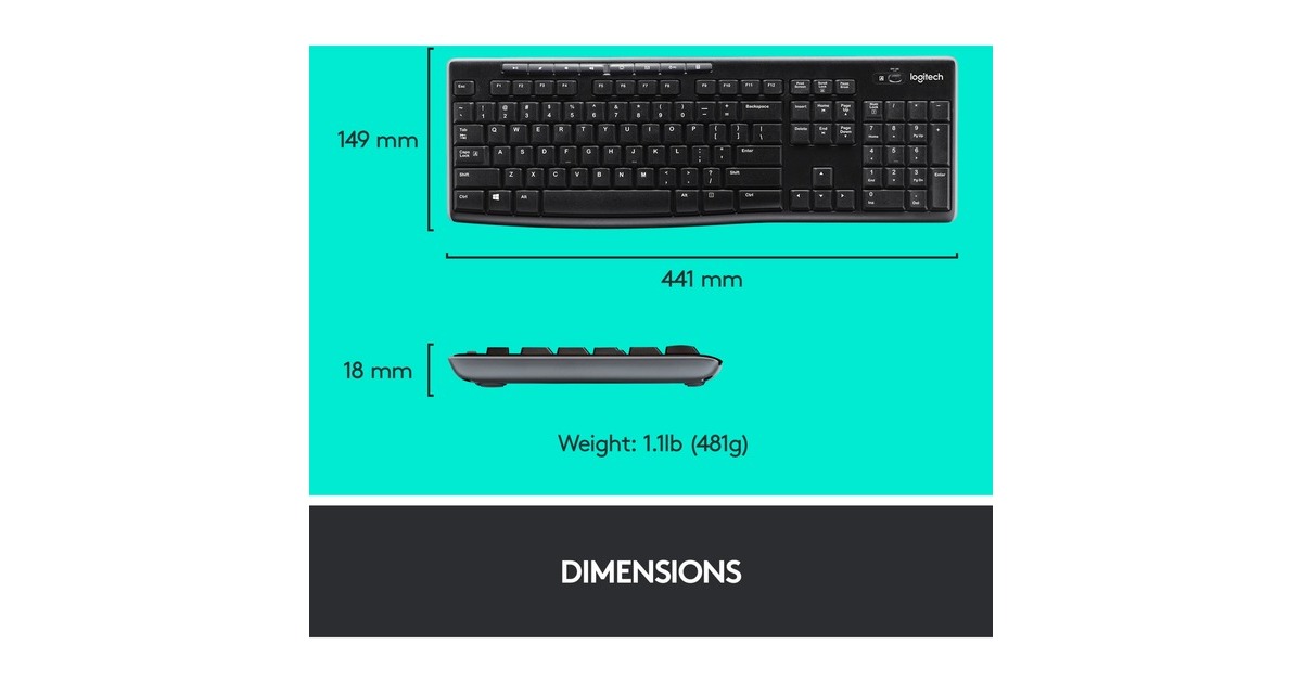 LogitechWireless Combo MK270, desktopset  (Zwart, EU lay-out (QWERTY), Rubberdome)