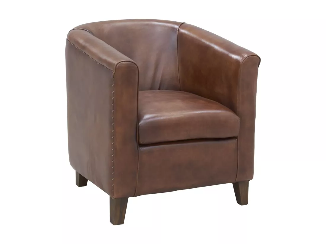 Fauteuil club en cuir de buffle