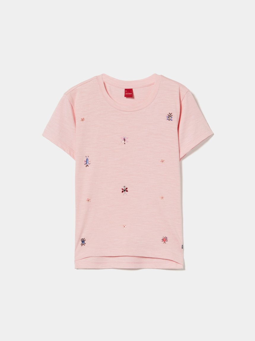T-shirt de algodão com lantejoulas