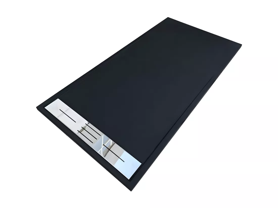 Receveur de douche 80 x 120 cm extra plat LUCIA en SoliCast® surface ardoisée noir