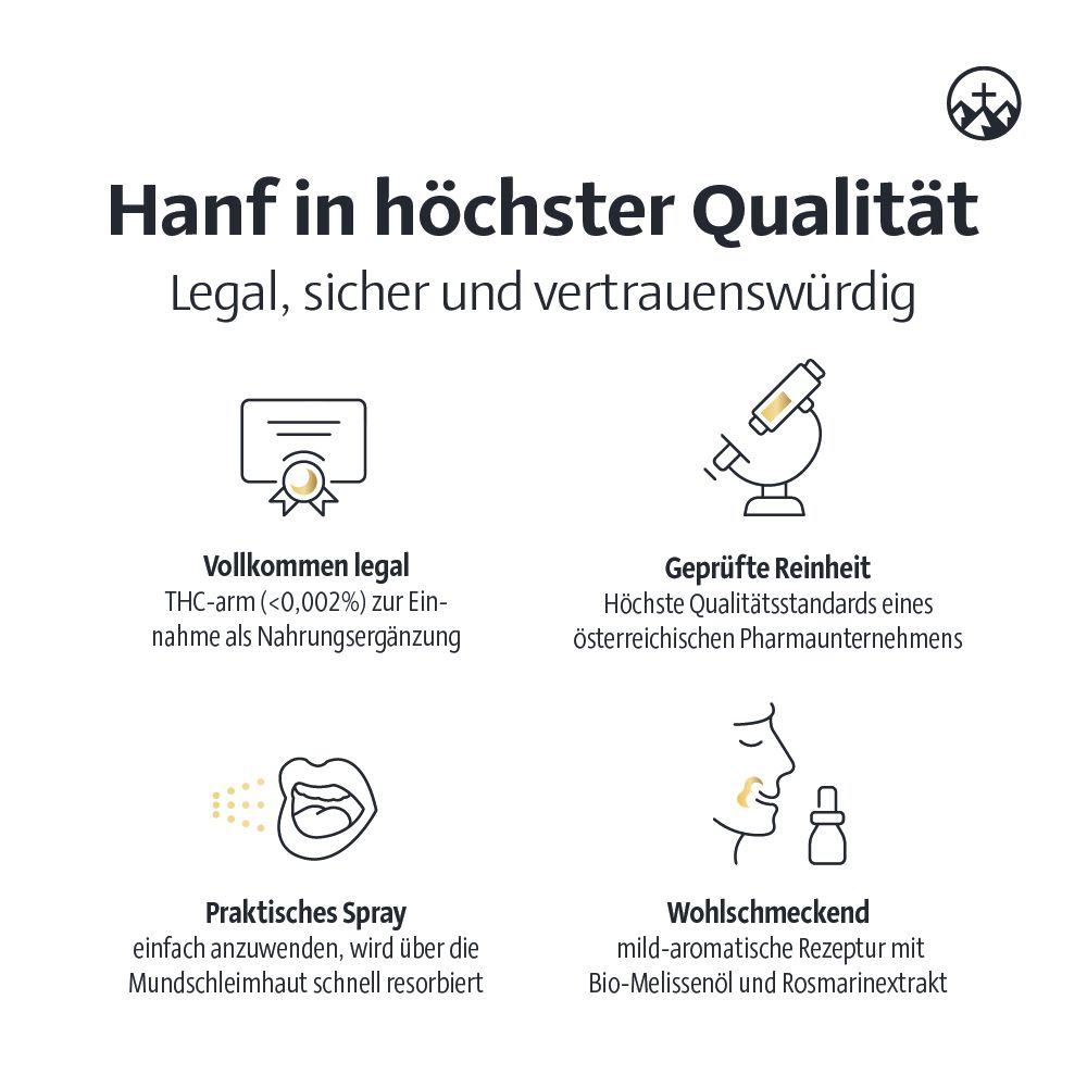 Alpinamed® Cannabis 5 Dosierspray mit Vollspektrum Cannabis-Aromaextrakt, Hanfsamenöl und Vitamin E