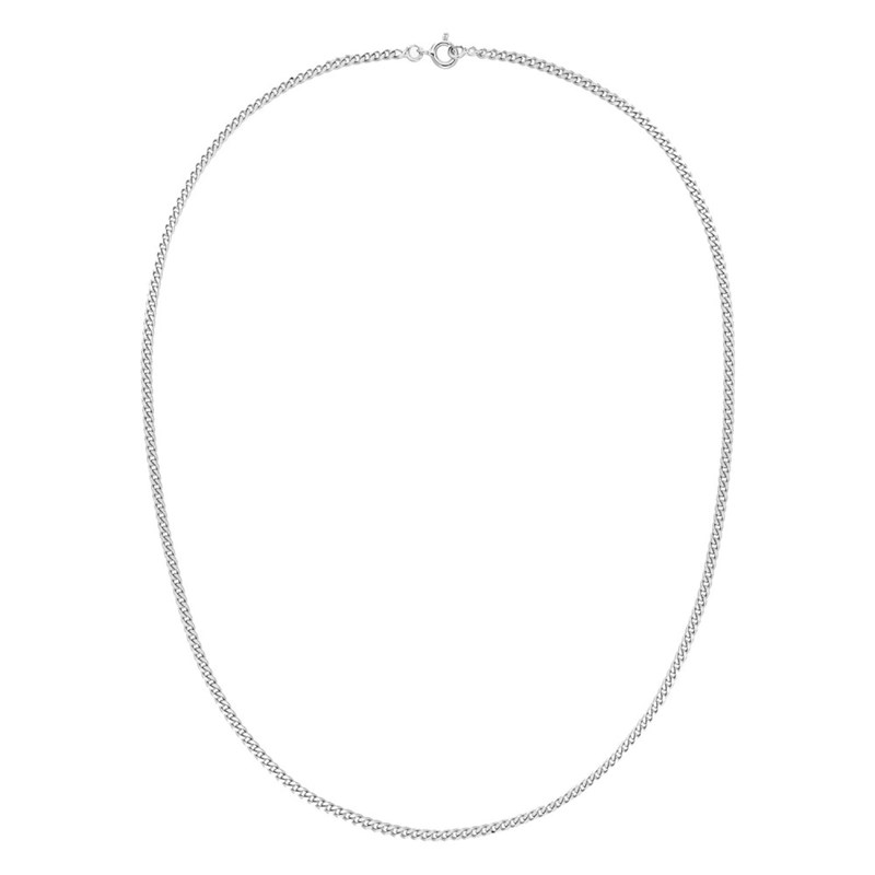 Chaîne mixte 45 cm - Gourmette diamantée - Argent 925 - Largeur 2.40 mm