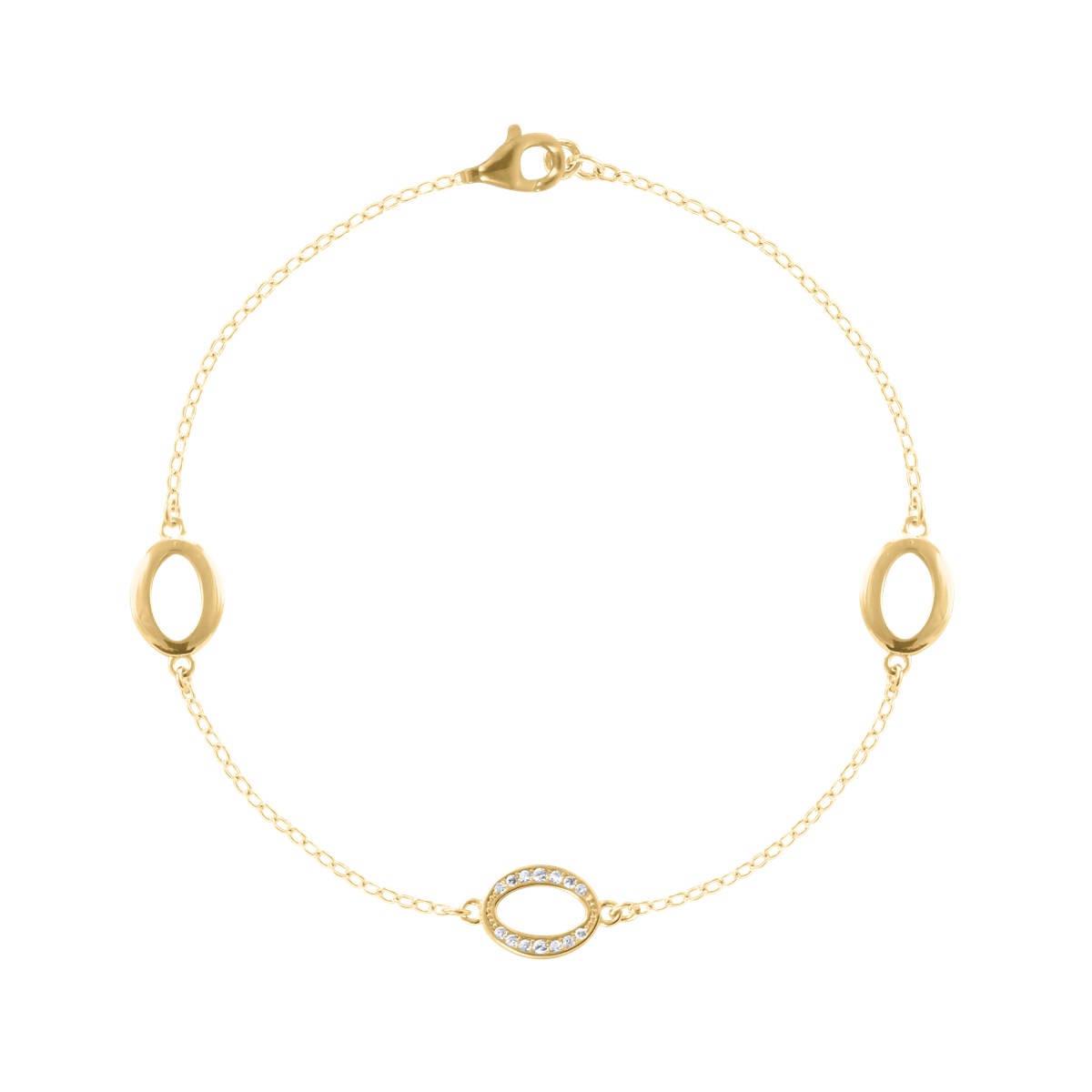 Bracelet plaqué or avec oxydes de zirconium