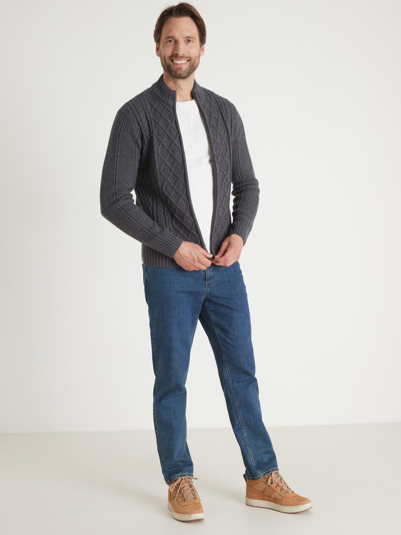 Gilet torsadé zippé col montant
