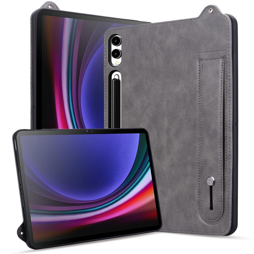 Samsung Galaxy Tab S11 Ultra Leder Hülle mit Handschlaufe - Grau