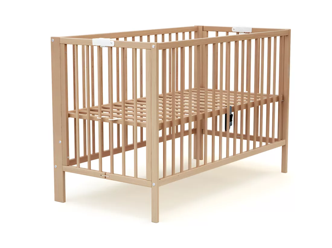 Lit bébé pliant en bois ESSENTIEL Hêtre Verni 60 x 120 cm