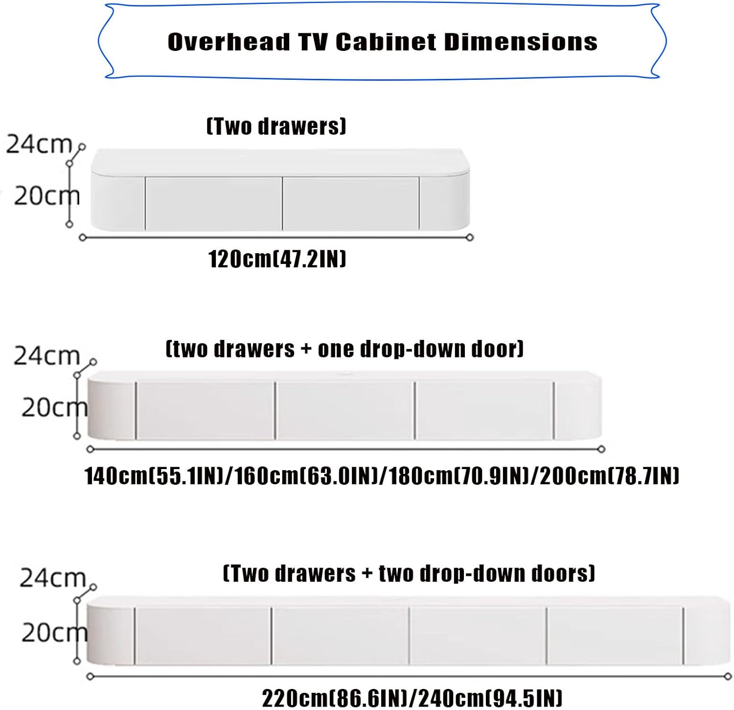 TV-Medienkonsole, schwimmender TV-Schrank, Wandmontage, TV-Schrank, mehrere große Aufbewahrungsmöglichkeiten, TV-Bank unter dem TV-Lowboard mit Schubladen (weiß-braun + LED, 140 x 20 x 24 cm)