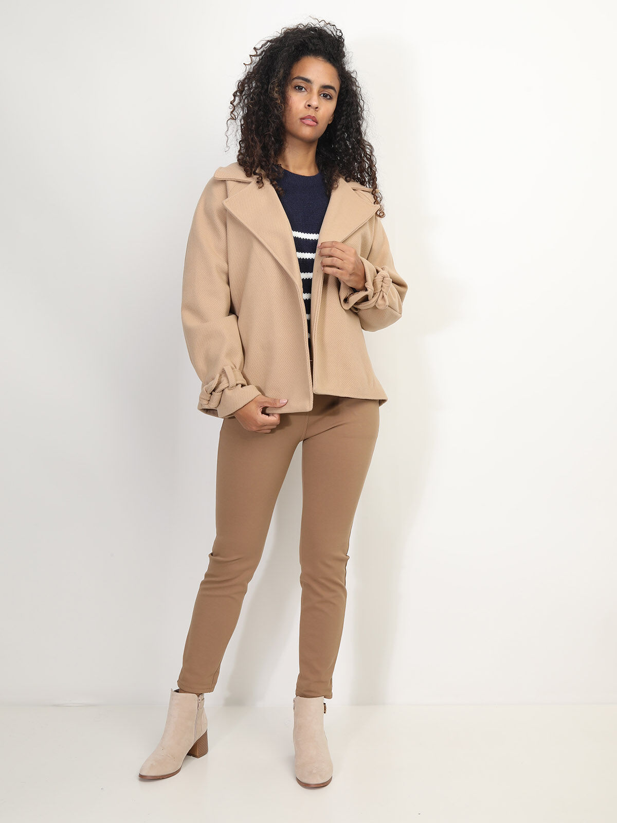 Manteau court à nouer- Camel