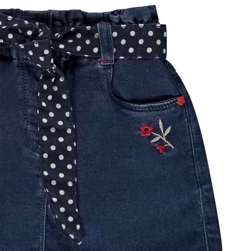 Jupe courte en jean avec ceinture foulard pour bébé fille - Bleu