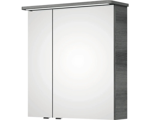 Pelipal Sunline 105 badkamermeubelset, BxHxD 66 x 200 x 46,5 cm, grafiet getextureerde fronten, met keramische wastafel, badmeubel en spiegelkast met LED-verlichting