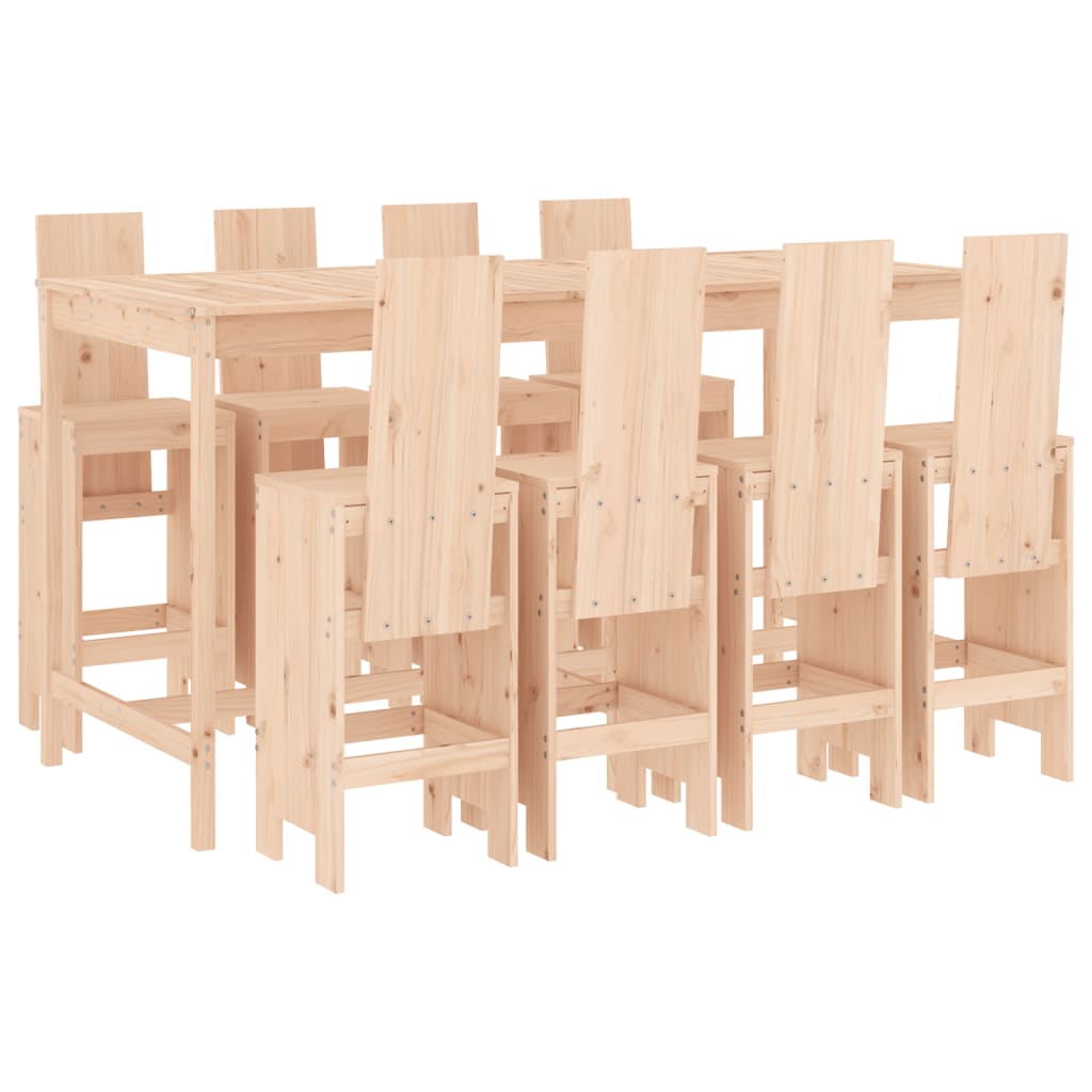 Ensemble de bar de jardin 9 pcs bois de pin massif