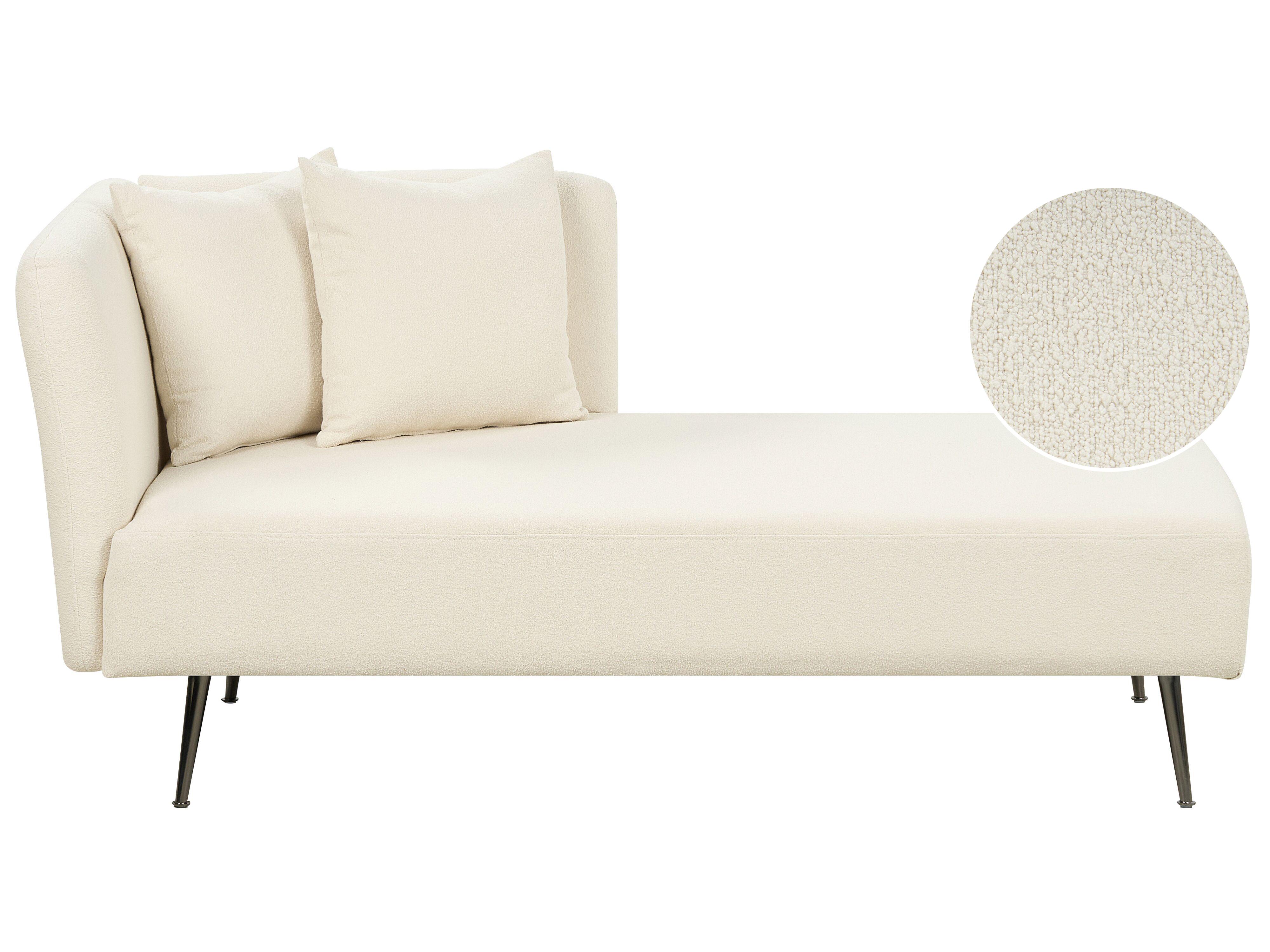 Linkszijdige chaise longue RIOM Bouclé Gebroken wit