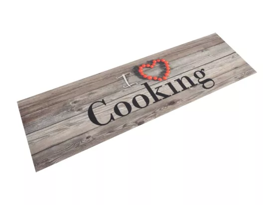 Tapis de cuisine lavable impression cuisine gris 45x150 cm