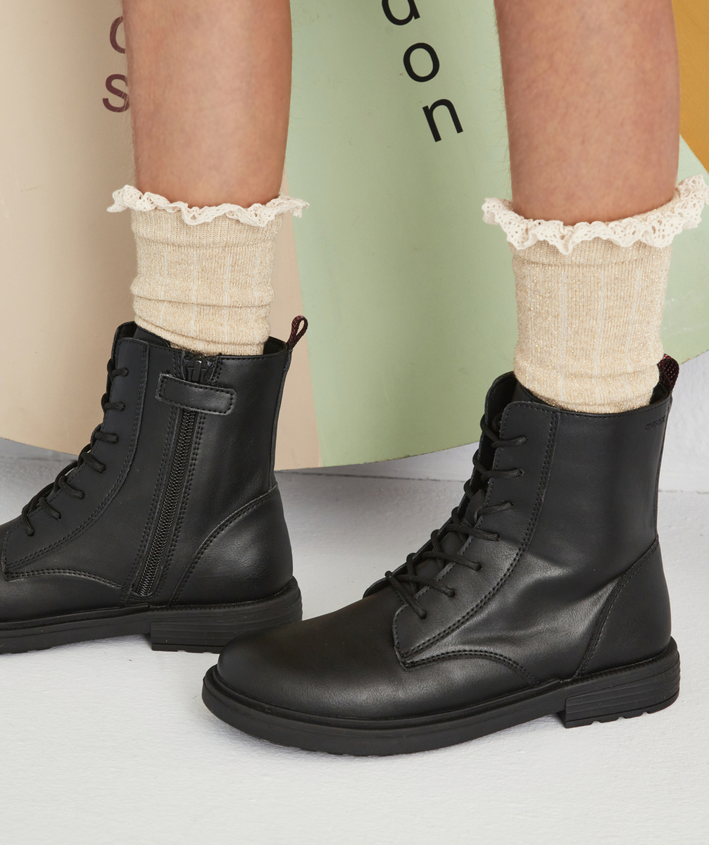 GEOXBOTTINES MONTANTES NOIRES FILLE AVEC LACETS