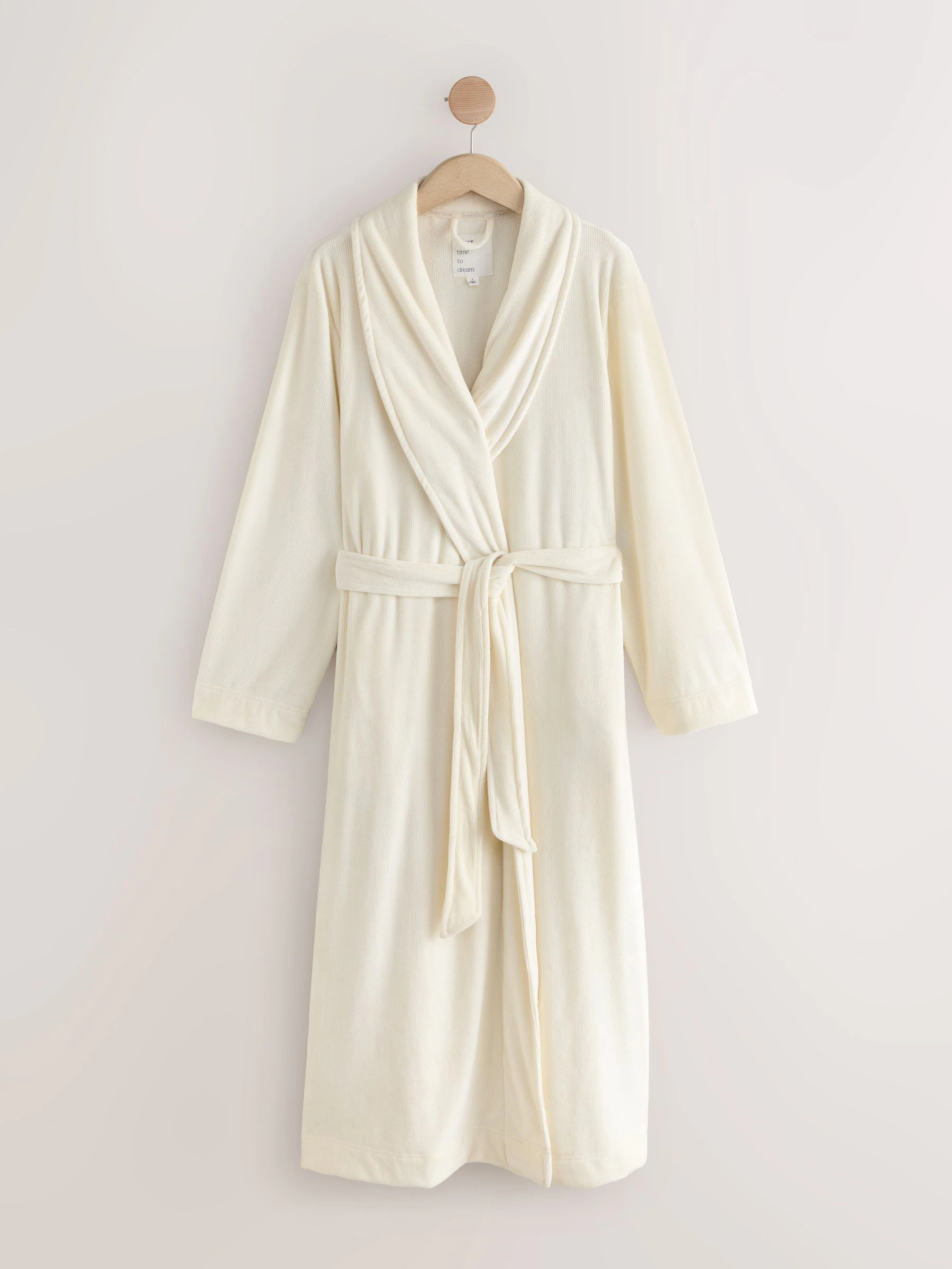Crème - Studio Cosy Ribbed Dressing Gown