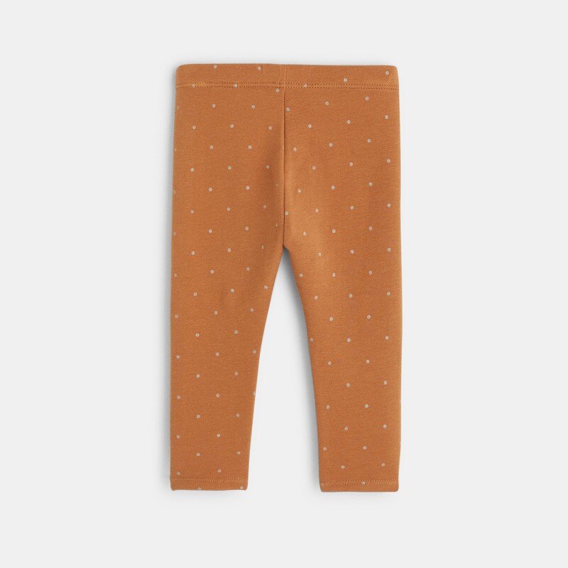 Legging molleton bio imprimé pois marron bébé fille Marron