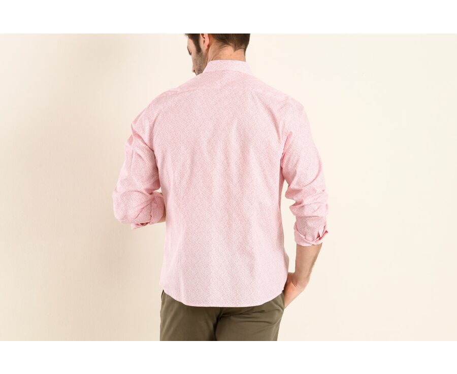 Chemise blanche imprimée motifs rouges - Col français - MARIUS