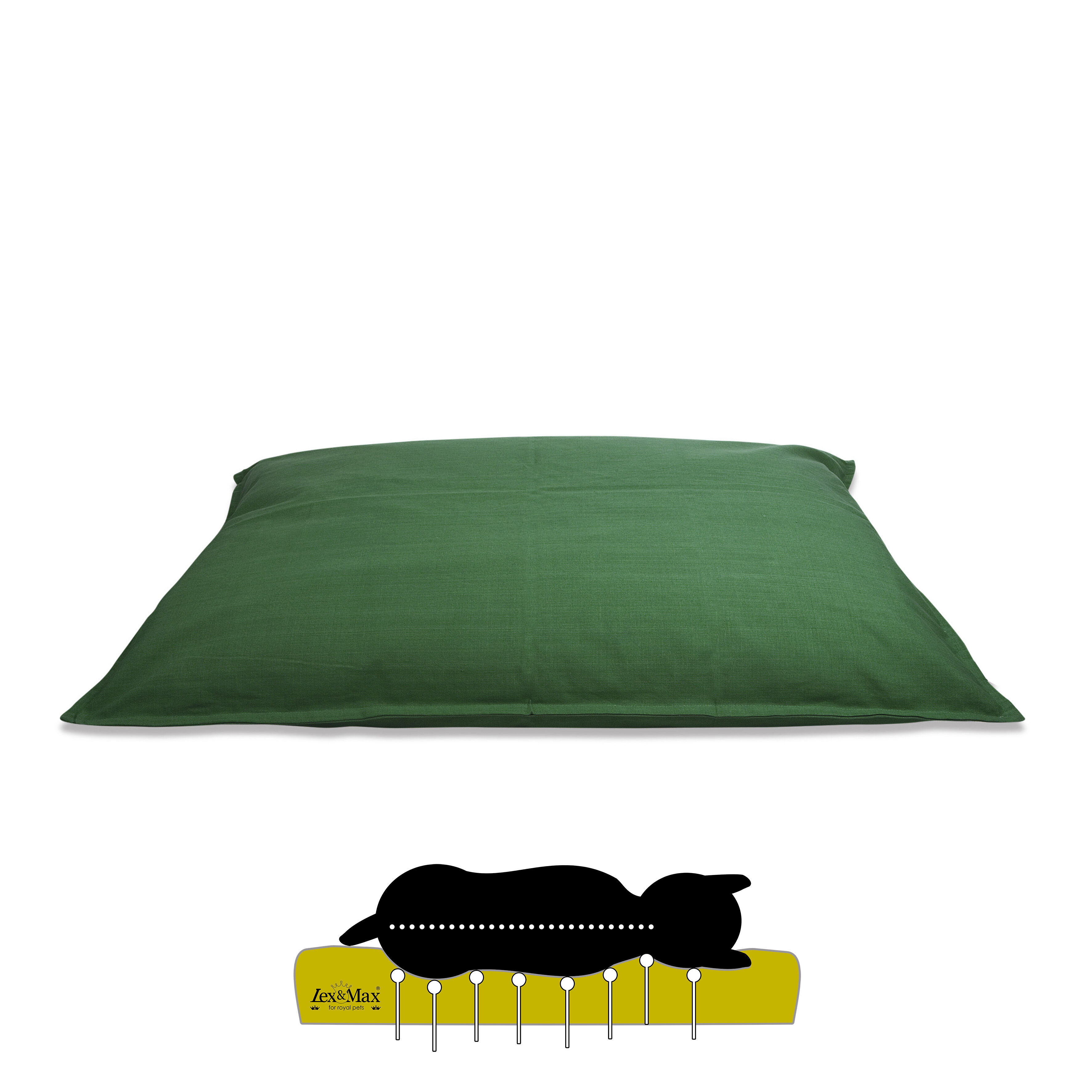 Lex & Max Tivoli - Orthopedisch Hondenkussen - Donkergroen - 70x100x16 cm - L