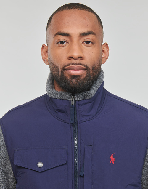 Polo Ralph Lauren - POLAIRE SHERPA ZIPPEE Gris / Marino