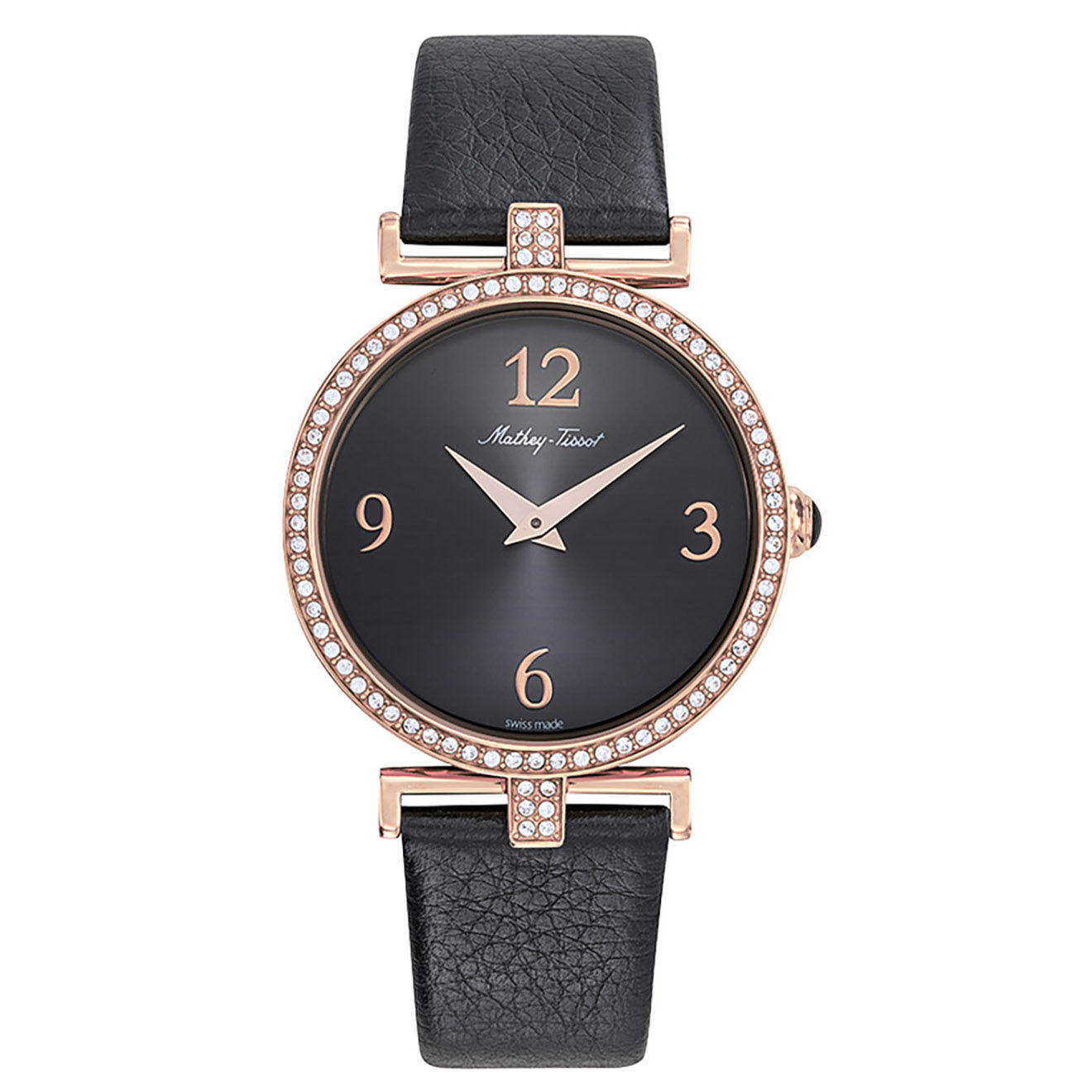 Mathey-Tissot Montre Femme Quartz en Cuir Gaïa noire