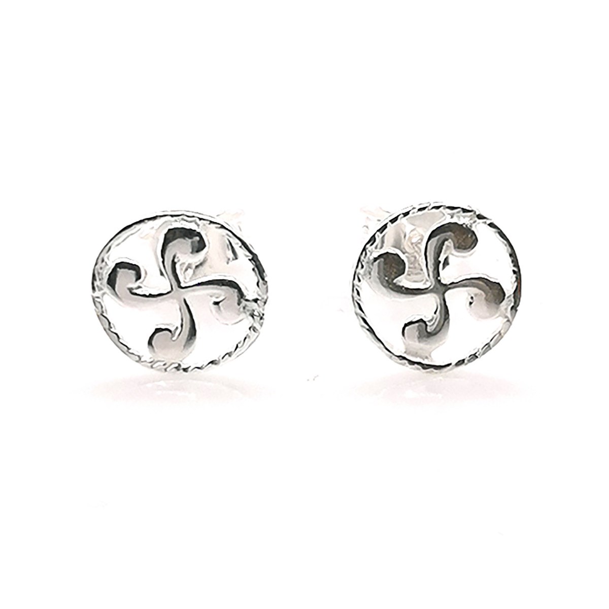 Boucles d'oreilles croix basque cordon argent 9 mm