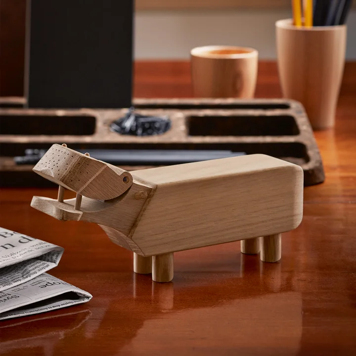 Kay Bojesen - Holz-Flusspferd, H 9 cm Buche grau
