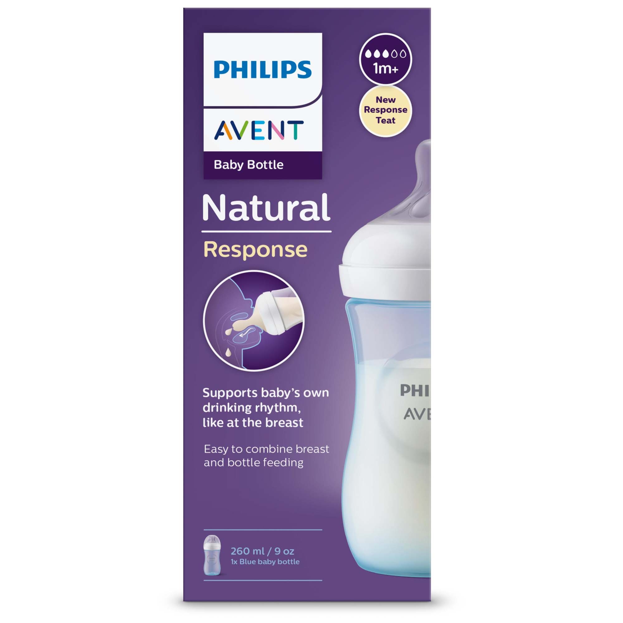 Philips Avent Natural fles 260ML blauw