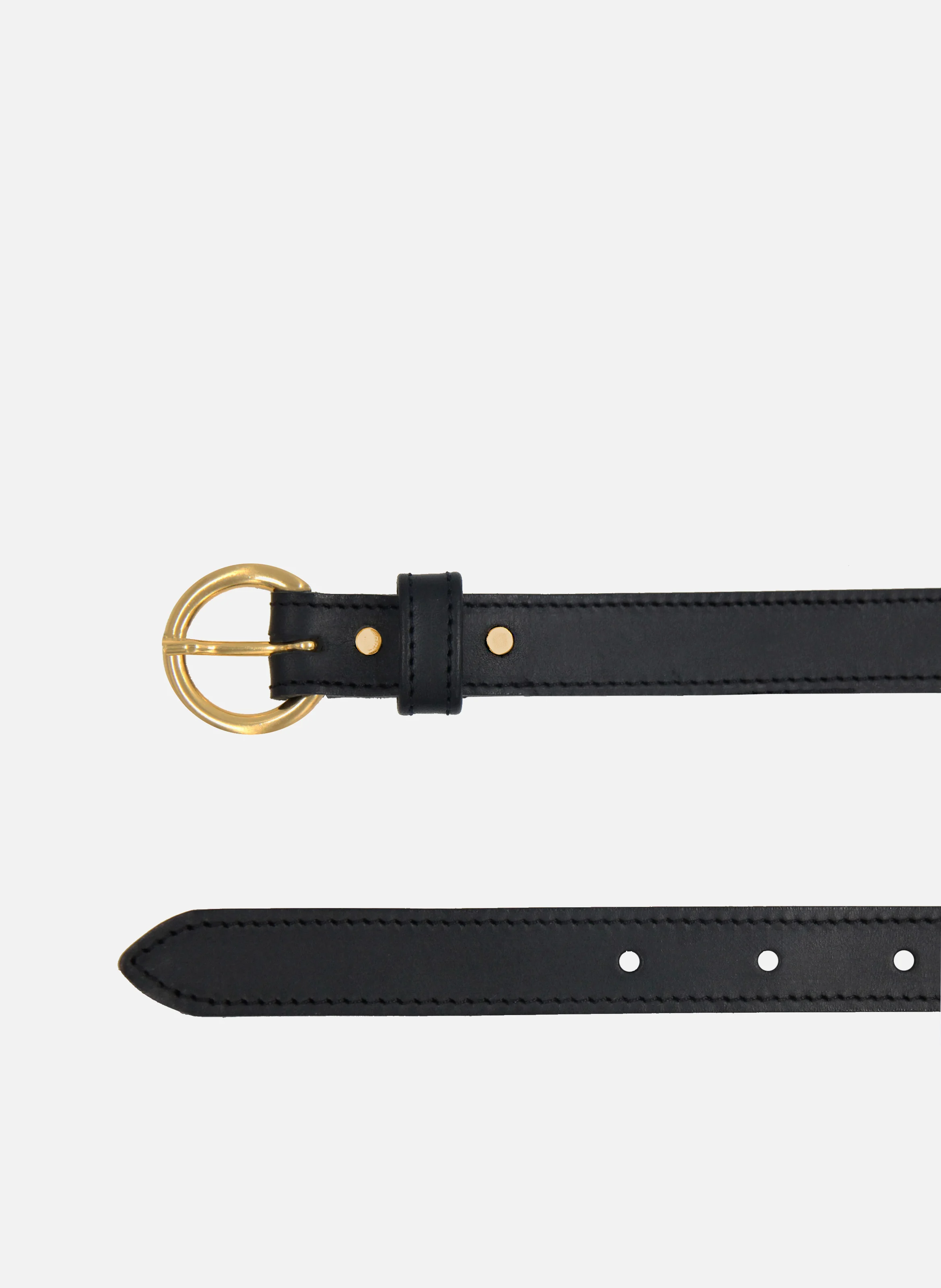 Ceinture boucle d'or cuir lisse | Noir