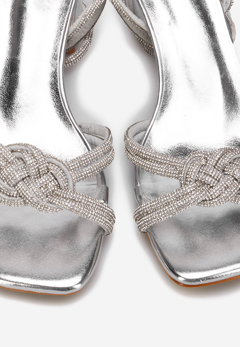 Sandales élégantes à petit talon argent Oriana