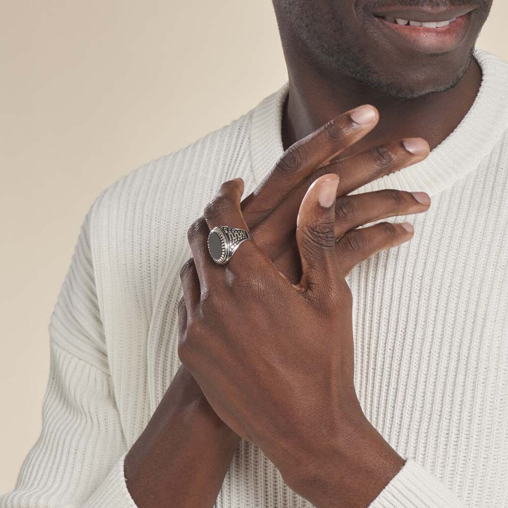 Bague Thimeo Argent Blanc Onyx