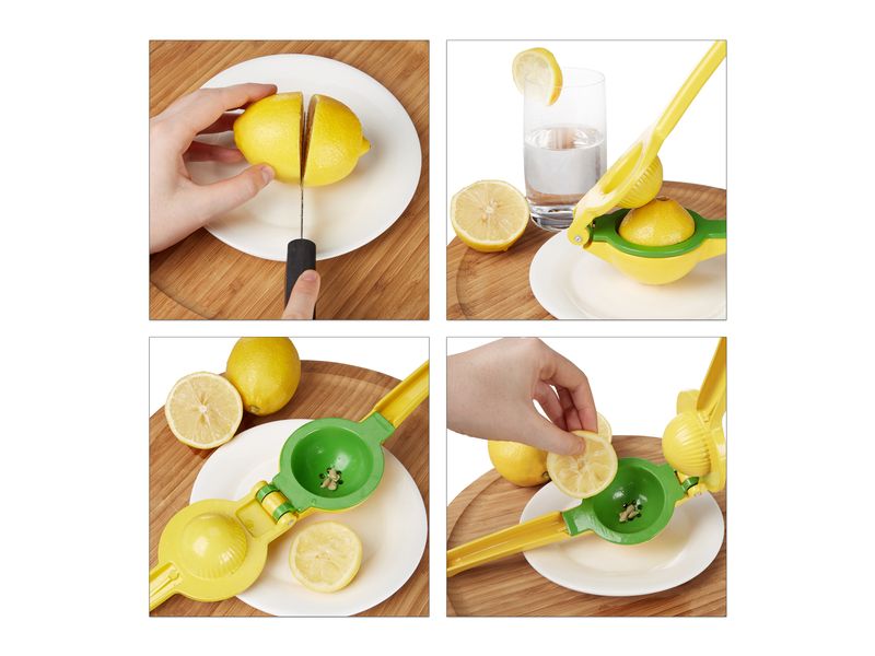 relaxdays Zitruspresse manuell 2 in 1 Gelb Zitronenpresse und Limettenpresse in Einem