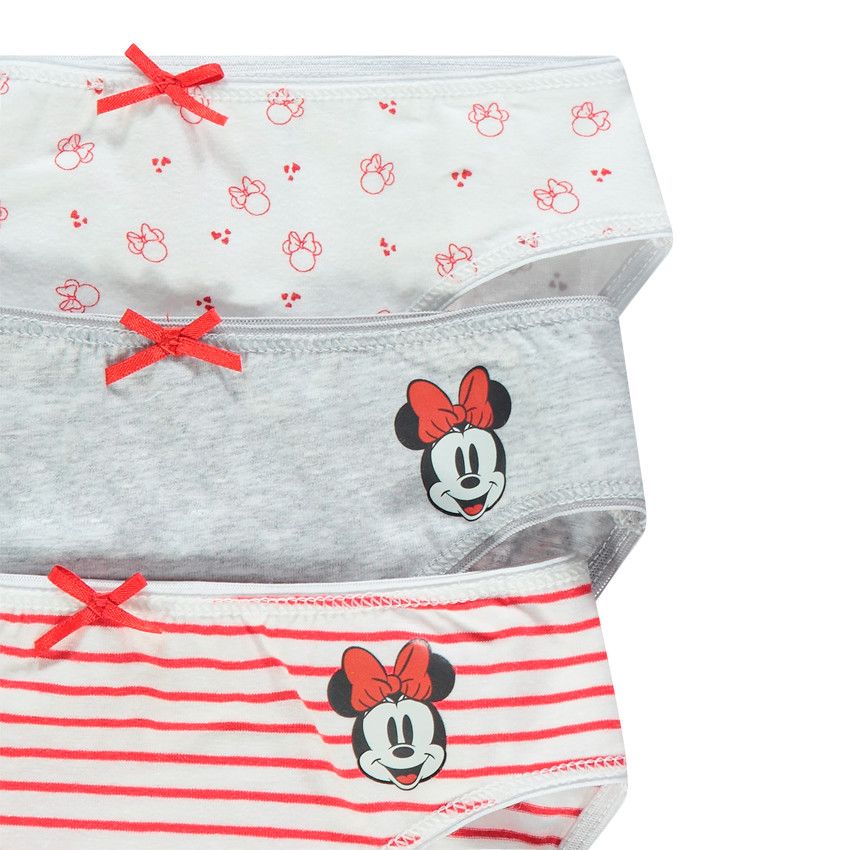 Lot de 3 culottes en coton Minnie Disney - Gris clair