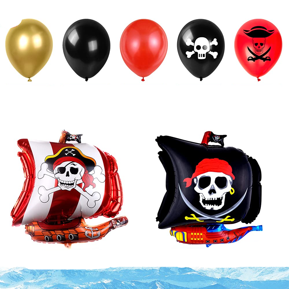 (36-tlg. Set) Zahlen Ballon Kinder Geburtstags Party Folienballon inkl. Latex Luftballon   Happy Birthday Girlande - Zahl 5 / Pirat