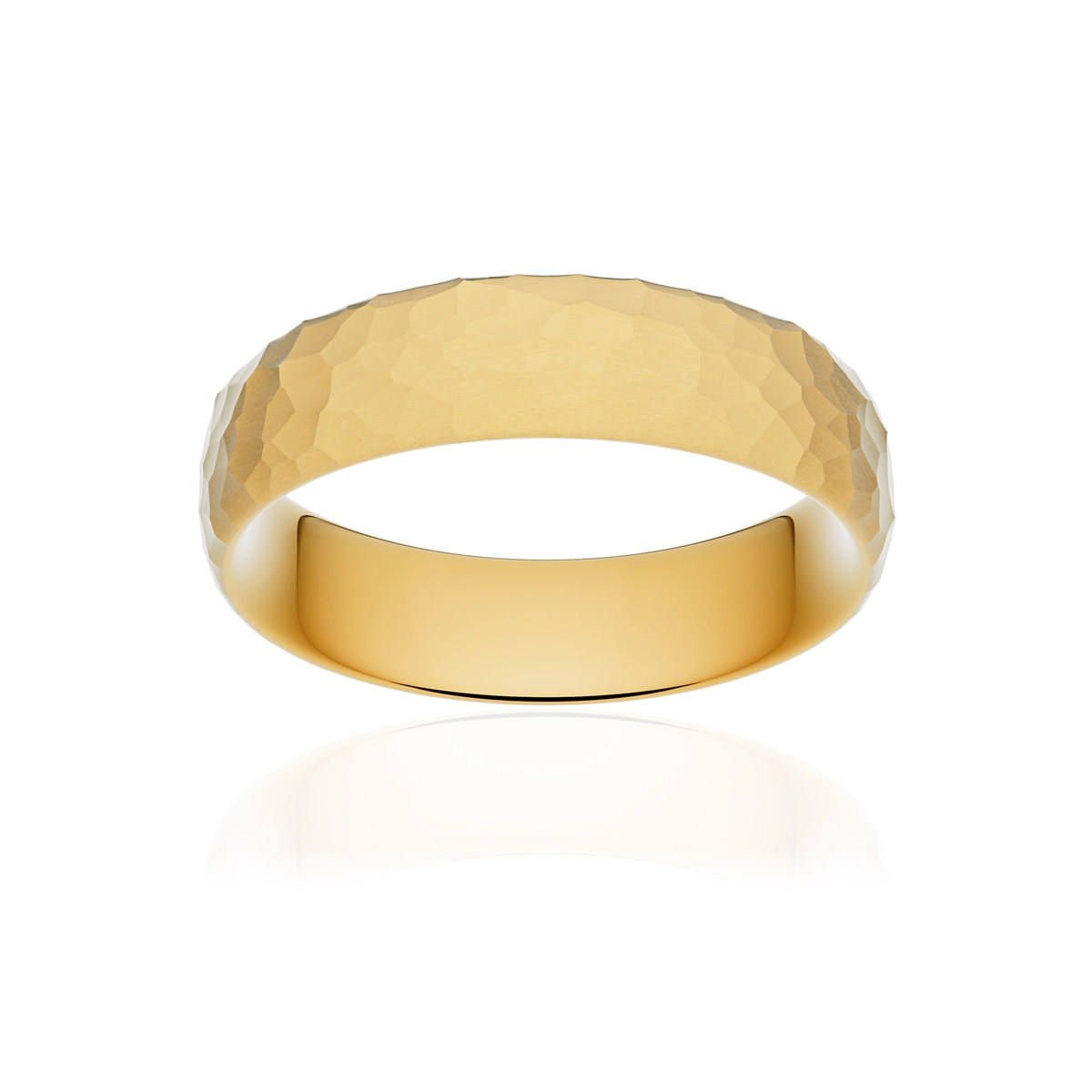 Alliance or 375 jaune martelé ruban confort 6mm