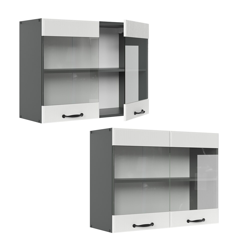 Vicco Hängeglasschrank 80 cm Anthrazit Küchenschrank Hängeschrank Küchenzeile R-Line