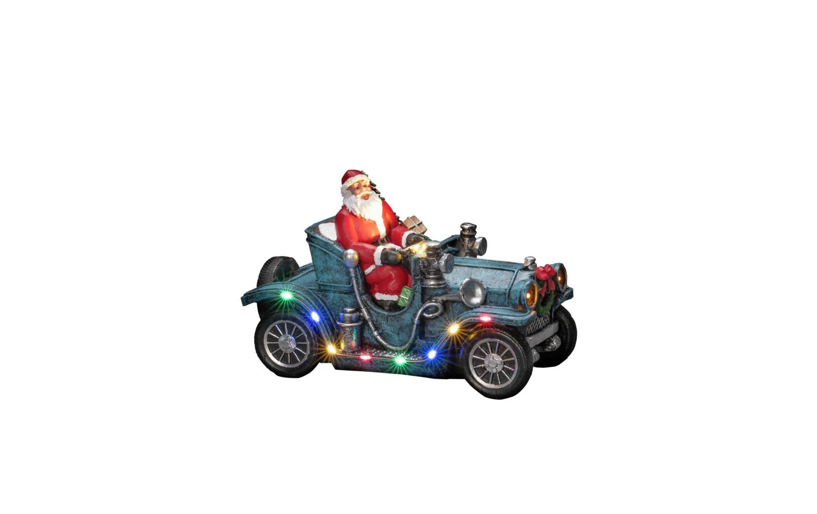 LED-Figur Weihnachtsmann im Auto, 16 cmLED Weihnachtsdekoration