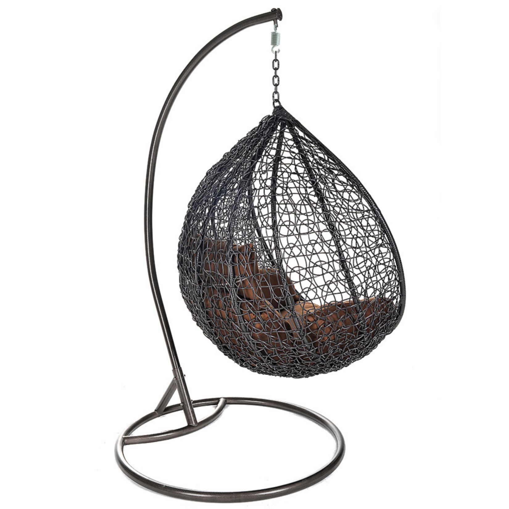 Home Deluxe Cielo Polyrattan Hängesessel mit Gestell, Korb grau