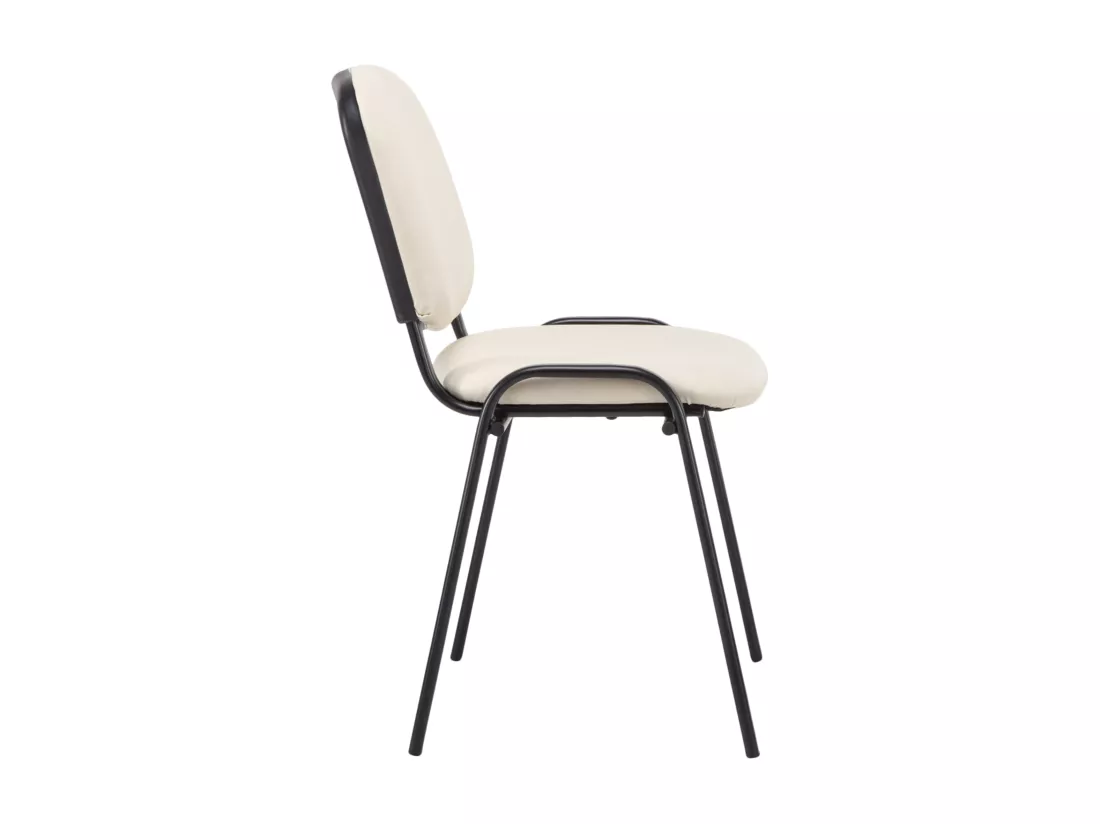 Chaise de salle à manger - Similicuir & Métal noir mat - Crème - Ken