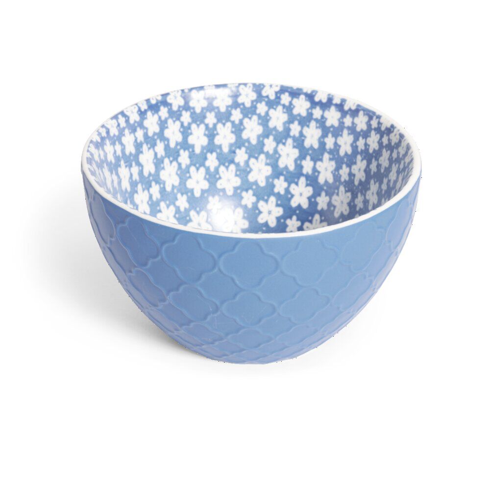 Coupelle porcelaine motif fleur bleue et blanche Ø13xH7,2cm