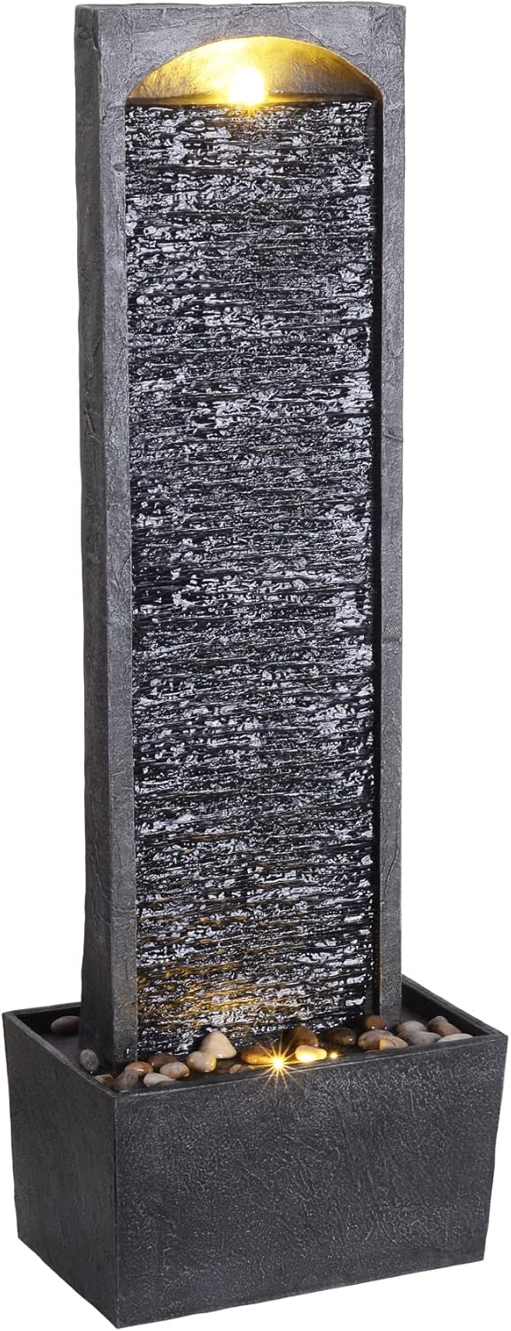 Peaktop - Garten Terrasse Stein 38 Zoll aufrechter Wasserfall Brunnen RJ-19041-EU