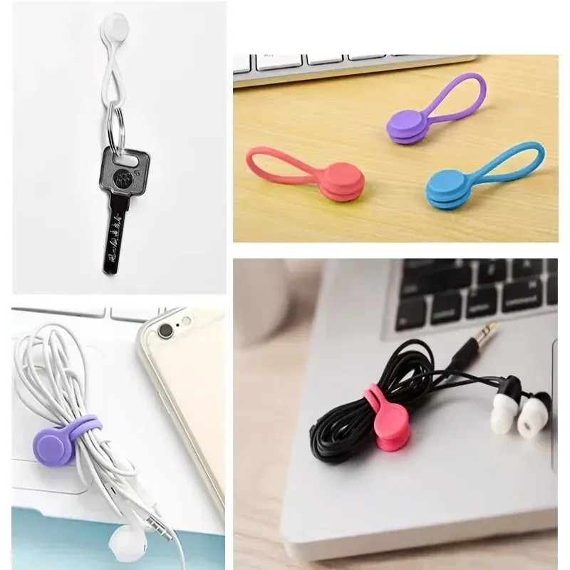 (10er Set) Magnetische Silikon Kabel Organizer Clip Kabelhalter - Bunt