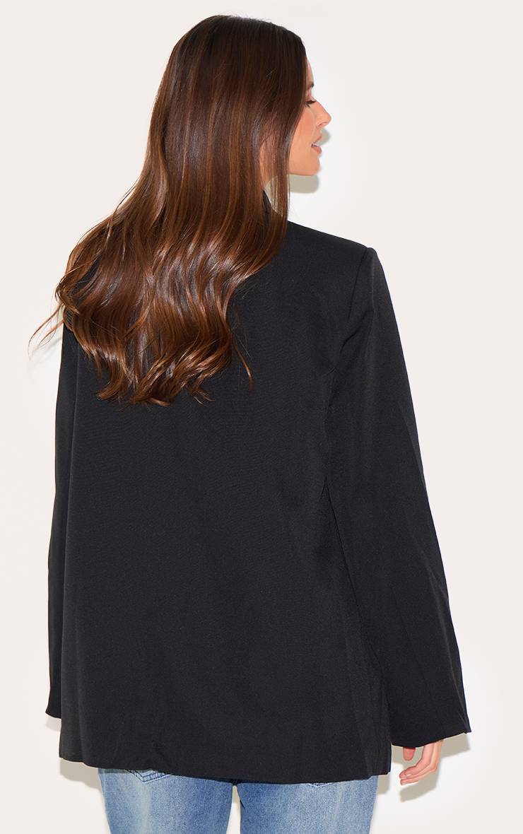 Noir Blazer Ample Drapé Avec Détails De Boutons