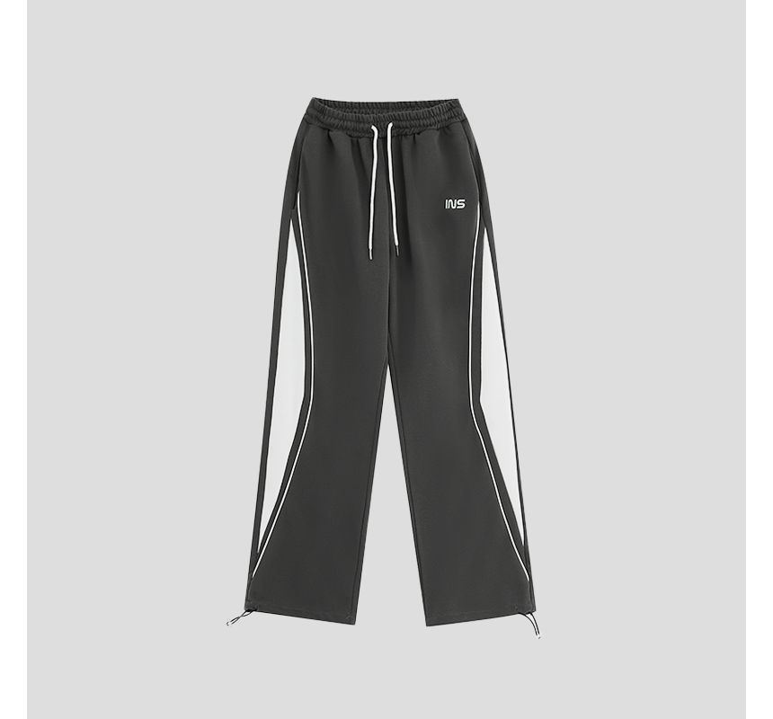 INStudio - Hoge taille, trekkoord, contrasterende rand, losse, rechte broek