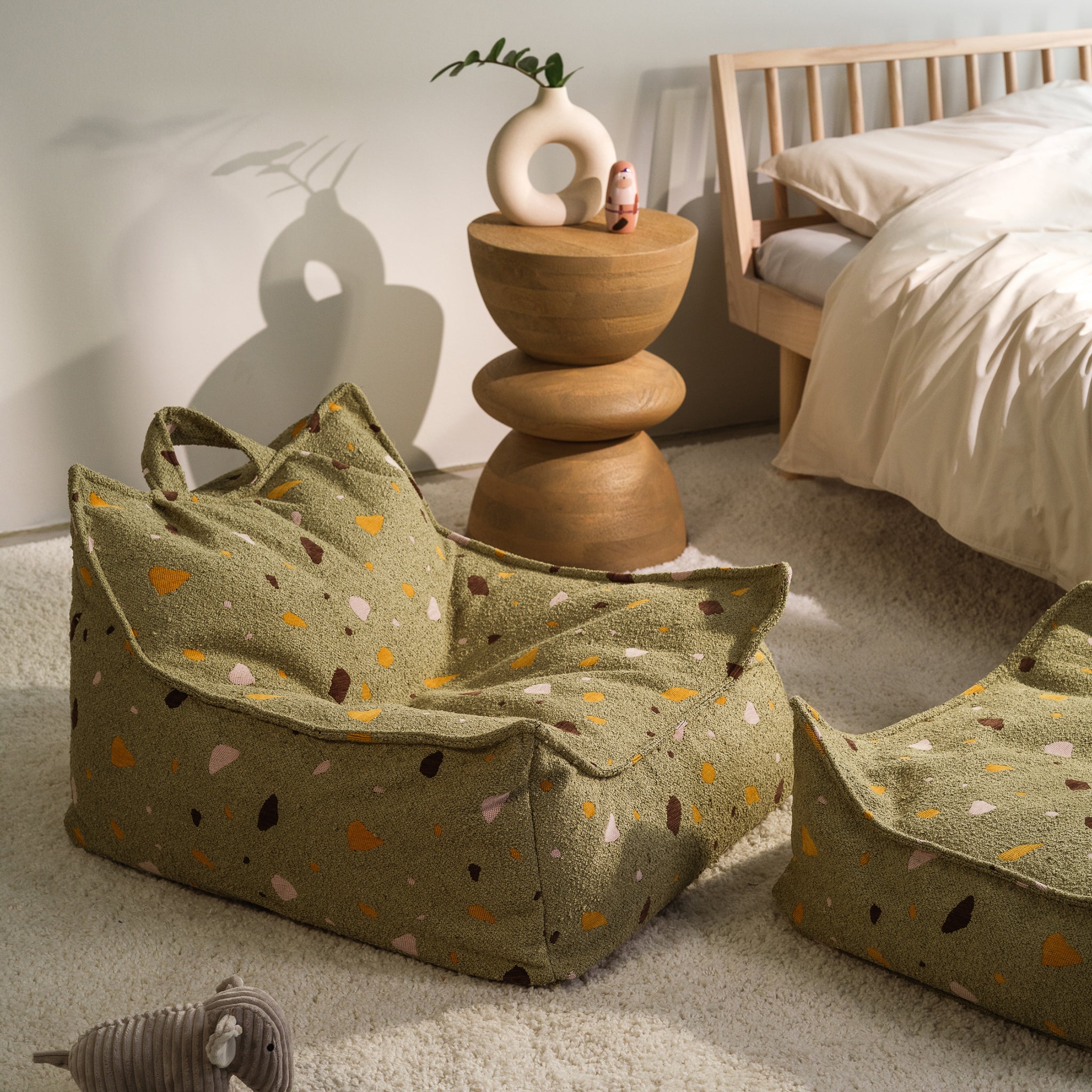 Wigiwama Sitzsack und Ottomann Set Terrazzo Moss