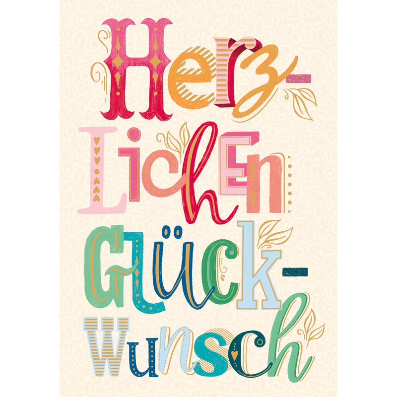 ABC Geburtstagskarte, 21 x 29.7 cm, Herzlichen Glückwunsch