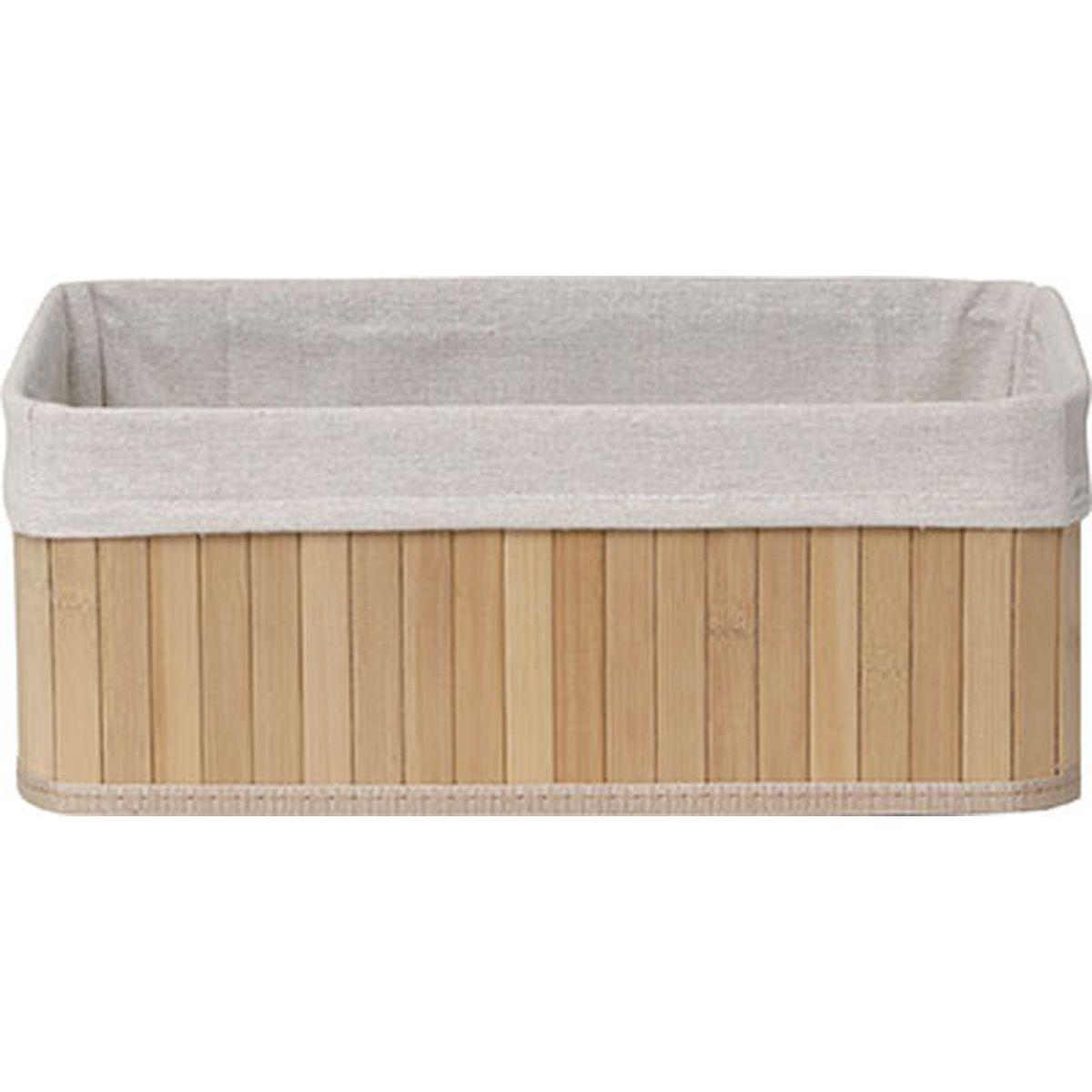 PANIERE MOYEN MODELE 37X25CM BAMBOU NATUREL TISSU LIN