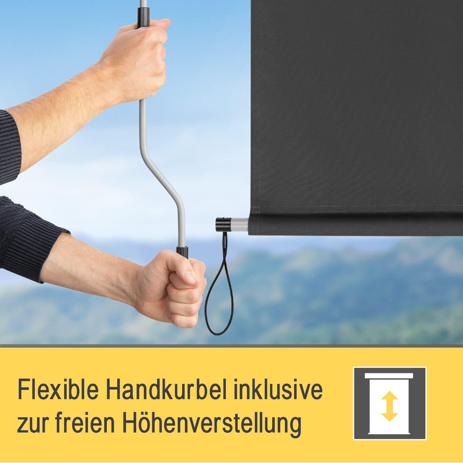 Sol Royal Senkrechtmarkise 160x250 cm MS5 Markise – Robuster Balkonsichtschutz Abnehmbare Handkurbel Wasserabweisender Sonnenschutz Terrasse Balkon Garten Wetterfeste Vertikalmarkise Anthrazit