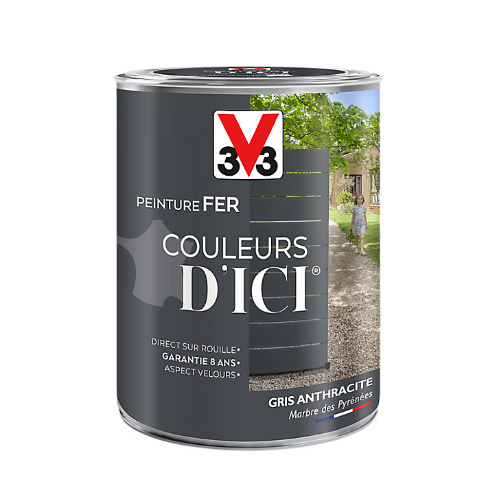 Peinture extérieure fer Couleurs d'ici gris anthracite Velours V33 1,5L